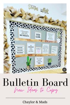 bulletin board with the words bulletin board new years to copy on it and an image of cactus