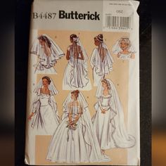 the bride's dress and veil are shown in this sewing pattern, but it is not