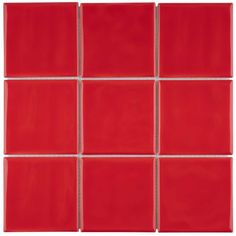 a red tile wall with squares in the middle and one square at the top, on an isolated white background