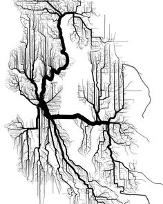 a black and white drawing of a city map