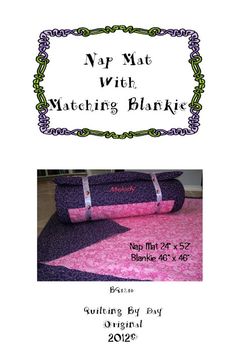 a pink and purple mat with the words, no mat with matching blankets on it