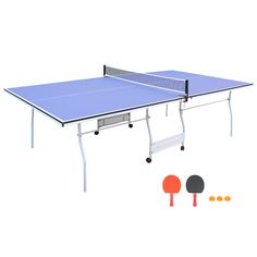 a ping pong table with two ping pong paddles next to it and an image of the ping pong racket