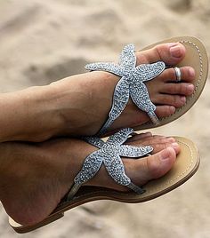 These shoes are one the way to the beach where they will meet some exotic man who is barefoot as all exotic men are. Wedding Clothes For Men, Starfish Sandals, Beaded Starfish, Beachy Wedding, Wedding Clothes, Beaded Sandals, Clothes For Men