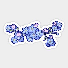 blue flowers sticker on a white background