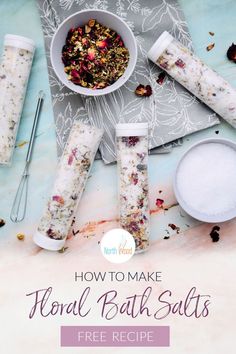 How to Make Floral Bath Shots Bath Shots, Homemade Toiletries, Shots Video, Salt Free Recipes, Bath Diy, Floral Bath Salts, Crafting Gifts, Bath Bomb Ingredients, Bath Salts Diy