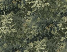 a green and black wallpaper with lots of leaves