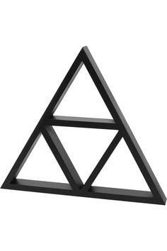 a black triangle shaped object on a white background