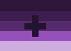 the cross is in front of purple and black striped background with horizontal lines on it