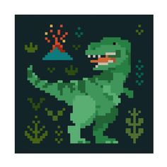 an image of a pixel art style dinosaur