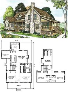 two story house plans with an attached porch