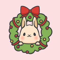 a cartoon bunny with a wreath around its neck