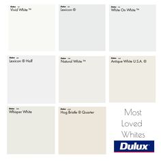 the most loved whites from dulux's white paint collection, which is available for purchase