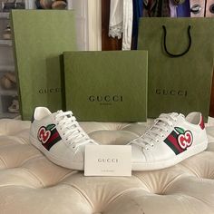 Saturday Special!!! Very Gently Used Sneakers Only Worn Twice Gucci Cherry, Shoes Gucci, Gucci Shoes, Womens Shoes Sneakers, Shoes Sneakers, Color White, Cherry, Size 10, Gucci