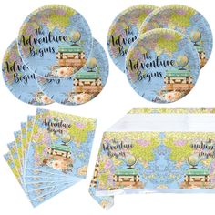 PRICES MAY VARY. 【Package Includes】You will receive 20 7" Adventure World Waiting Map Plates, 20 Adventure World Waiting Map Napkins and 1 Adventure World Waiting Map Tablecloth of 71" x 42.5", each set will hold 20 guests. 【Premium Material】All of our adventure awaits theme plates and napkins are made of quality paper, non-toxic, no smell, heat-resistant and durable. tablecloth waterproof and easy to use, which can provide excellent protection for your table against stains，this set of cutlery t Adventure Birthday Party, Travel Party Theme, Adventure World, World Party, Travel Theme, Theme Color, Travel Party, Retirement Parties, Paper Plates Party