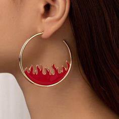 Gold Hoop Red Flame Earrings Fire Y2k Bold Punk Goth Jewelry Gift New Brand New See Pictures For Measurements! Zinc Alloy Material Even Prettier In Person, Perfect For Casual Or Special / Formal Occasions I Love To Bundle! Contact Me For Bundle Pricing Before Purchase. Inventory Bin 4 Rhinestone Bling Boho Cute Nature Stud Small Dainty Formal Wedding Birthday Party Gift Festival Spring Summer 2022 2023 Trends Trendy Casual Cute Statement Earrings Fashion Accessories New Fashion Cocktail Jewel Drop Chandelier Ear Elegant Bohemian Boho Style Formal Semiformal Long Dangle Pretty Round Hippie Abstract African Fun Tropical Minimalist Shapes Coachella Gypsy Costume Jewelry Uniq Mermaid Outfits, Flame Earrings, Tropical Minimalist, Fire Earrings, Versace Earrings, Minimalist Shapes, Fire Jewelry, Cute Nature, 4 Elements