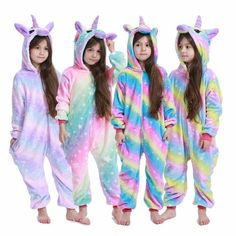 Panda Pyjamas, Unicorn Pajamas, Overalls Winter, Cute Rainbow Unicorn, Winter Sleepwear, Pijamas Women, Blanket Sleeper, Animal Onesie