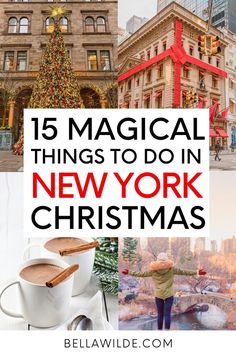 the top five things to do in new york for christmas with text overlay that reads 15