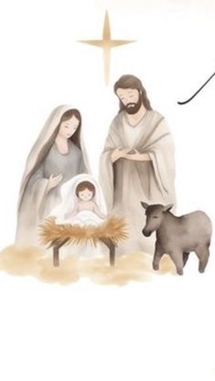 a nativity scene with jesus, mary and baby jesus