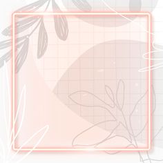 a square frame with leaves and plants in the middle on a white background that has an orange rectangle at the bottom