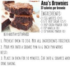 a recipe for brownies is shown in black and white, with information about the ingredients