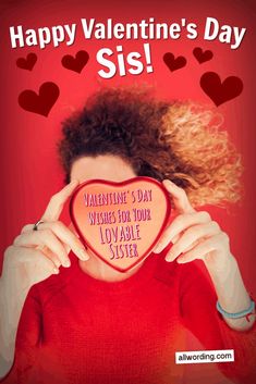 a woman covering her face with a heart - shaped chocolate valentine's day card