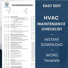 the hvac maintenance checklist is shown in this image