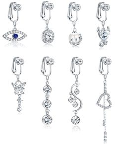 PRICES MAY VARY. 🏖【fake belly button ring】: New clip on belly button rings, have been popular for a long time, tested by a large number of buyers, not easy to fall off, easy to put on 🏖【Fake belly piercing】: Designed for people without piercings, easy to use, you can get the hang of it quickly, try it bravely, no pain. 🏖【Stylish styles】: Classic fashion styles: CZ, Evil Eye, Demon, Pearl, Daisy, Butterfly, etc. Sufficient quantity of dangle fake belly rings to satisfy your everyday outfit. 🏖 Dangle Belly Rings For Wedding, Dangle Metal Belly Rings, Fake Belly Ring, Fake Belly Piercing, Belly Button Piercings, Daisy Butterfly, Piercing For Women, Fake Piercing, Button Rings