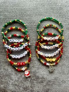 Friendship Bracelet Stack, Stack Jewelry, Bracelets For Her, Christmas Jewelry Diy, Clay Bracelets, Holiday Bracelets, Preppy Bracelets, Bracelets Collection, Friendship Bracelets With Beads