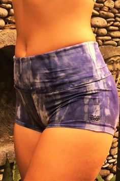 Wildflower Tie Dye Yoga Shorts by Lotus Tribe Clothing Grey Streaks, Tribe Clothing, Gray Streaks, Shorts Collection, Womens Yoga Clothes, Boho Clothes, White Highlights, Festival Shorts, Tie Dye Cotton