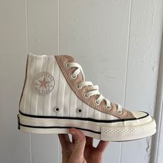 Brand New Converse In Box. Just Ordered The Wrong Size. Corduroy Converse, Cute Fall Shoes, Striped Converse, Cute Shoes Sneakers, Trendy Converse, Unique Converse, Converse Heels, Converse Cute, Cute Converse Shoes