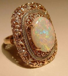 Fine Rings, Gems Jewelry, Gold Jewelry Fashion, Opal Jewelry, Pretty Jewellery, Antique Rings, Vintage Jewellery, Cocktail Ring