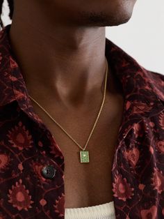 PATTARAPHAN's designs are handcrafted in Bangkok in small-batch runs, so each piece is quite unique. Cast from 14-karat gold, this 'Chata' necklace has an ID-tag pendant set with a checkerboard of pavé emeralds. It can be fastened at two points to suit the neck of different outfits. Emerald Pendant Necklace, Gold And Emerald, Emerald Necklace Pendant, Emerald Pendant, Necklace For Men, Fine Jewelry Designers, Different Outfits, Fine Jewellery Necklace, Luxury Gifts