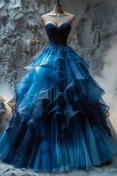 Dreamy Gowns, Purple Wedding Dress, Blue Ball Gowns, Cute Dress Outfits, Fashion Drawing Dresses, Blue Ball, Fashion Illustration Dresses, Prom Dress Inspiration, Dress Hairstyles