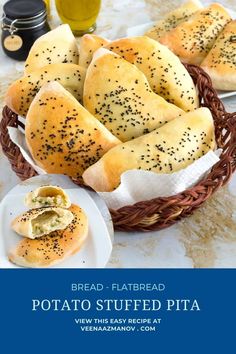 bread is sitting in a basket on a table