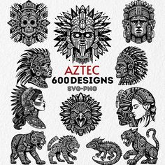 an image of native art designs on white paper with the words aztec gooddesign