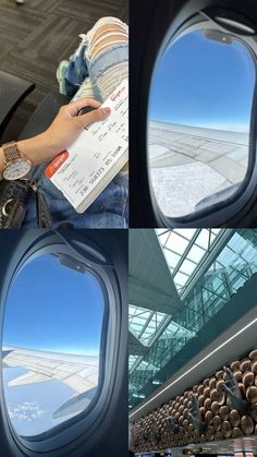 the view from inside an airplane window