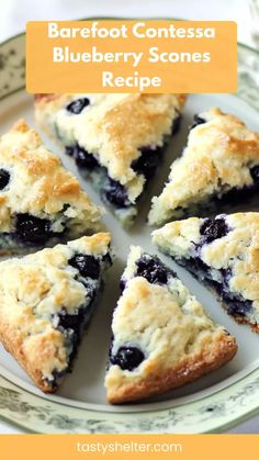 barefoot contessa blueberry scones recipe Moist Blueberry Scones, Blueberry Scones With Frozen Blueberries, Easy Blueberry Scones Recipe, Scones With Heavy Cream, Blueberry Scones Recipe Easy, Scones Blueberry, Blueberry Scone