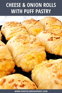 cheesy and onion rolls with puff pastry