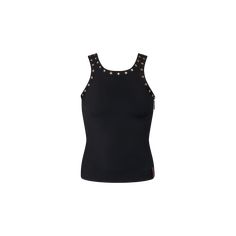 LOUIS VUITTON® - Eyelet Trim Tank Top - Black Louis Vuitton Clothes Women, Lv Clothes, Louis Vuitton Jacket, High Fashion Style, Louis Vuitton Top, High Fashion Clothing, High Fashion Women, Spring Sandals