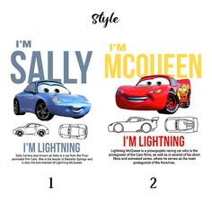 an image of cars with the words i'm sally and lightning