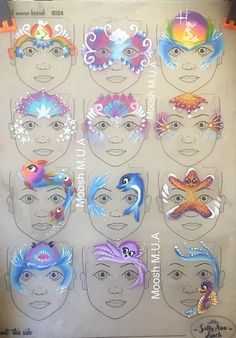 Face Painting Mermaid Easy, Mermaid Facepainting Kids Easy, Mermaid Face Paint Easy, Sea Face Paint, Mermaid Face Paint Kids Easy, Mermaid Makeup For Kids, Ocean Face Paint, Face Painting Mermaid, Mermaid Face Painting