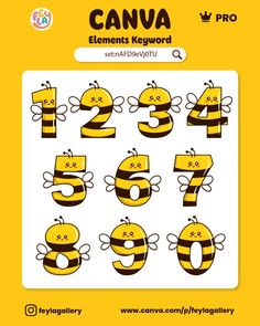 a sticker with the number four and two bees on it's face, in front of a yellow background