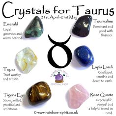 Crystals For Taurus, Crystal Healing Chart, Birthstone Crystals, Taurus Zodiac Facts, Zodiac Book, Zodiac Stones, Spiritual Crystals, Crystal Energy, Crystal Therapy