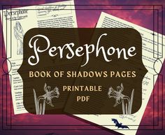 "Persephone printable pages for your Book of Shadows. Goddess profile of Persephone, the Goddess of Spring and Queen of the Underworld. Ideal to add to your Grimoire or Book of Shadows. The Book of Shadows is one of the most important tools to a witch; it contains all of the knowledge and information that helps you grow in your craft. These 2 printable grimoire pages contain a well researched and thoughtfully written bio for Persephone along with associations, symbols and epithets. They also contain an original invocation to the Goddess which is useful if you are looking to work with and honour her. The files you download will be high quality, the versions in the listing have been scaled down. Black and white, you can colour in the images as you desire. This is a Persephone Book of Shadows Persephone Witchcraft, Printable Grimoire Pages, Goddess Persephone, The Book Of Shadows, Writing A Bio, Goddess Of Spring, Book Of Shadows Pages, Grimoire Pages, Dark Goddess