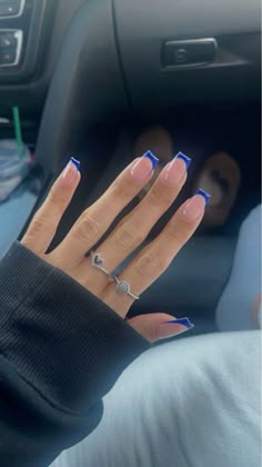 #nails Fun Blue Nails, Ongles Gel French, Hoco Nails, Teen Nails, Dark Blue Nails, Navy Blue Nails, Nail Board, Blue Acrylic Nails