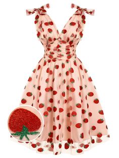 Hot – Retro Stage - Chic Vintage Dresses and Accessories Style Vert, Retro Stage, Strawberry Dress, Moda Retro, Glamour Dress, Standard Dress, 1960's Dress, Retro Mode, 1940s Dresses