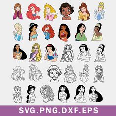 disney princesses svg clipart files for use in design and scrapbooking