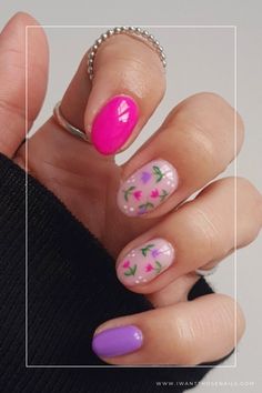 tulip nails designs Nail Art Ideas Spring, Amsterdam Inspired Nails, Tulip Nail Designs, Tulip Nail Art Designs, Spring Summer Nails, Fun Spring Nails 2024, May Nails Ideas 2024, Gel Flower Nails, Amsterdam Nails