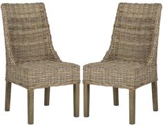 pair of wicker chairs on white background