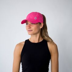 PUBLISHED PATENT REGISTERED TRADEMARK HOT PINK High Ponytail Hat, UPF 50 + SunGoddess Design allows you to move the circle up & down and wear your hair at ANY HEIGHT! Let your cap adjust to YOU! PATENTED athleisure cap for WOMEN by WOMEN! Female Fit. Function. Style. Fit = custom fit molded specifically for a women's head Function = Fits ANY HEIGHT PONY or FUNCKY BUN, moisture-wicking, UPF 50+, tapered panels for stability, keeps you cool and comfortable Style = innovative and streamlined A Women Baseball Hat, Hat Ponytail, Ponytail Cap, Baseball Cap Women, Women Baseball, Cap Women, Ponytail Hat, Women Hat, Female Head